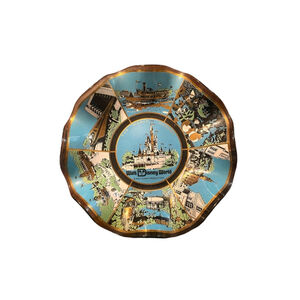 Vintage Walt Disney World 1970s Glass Plate Magic Kingdom Monorail Jungle Cruise